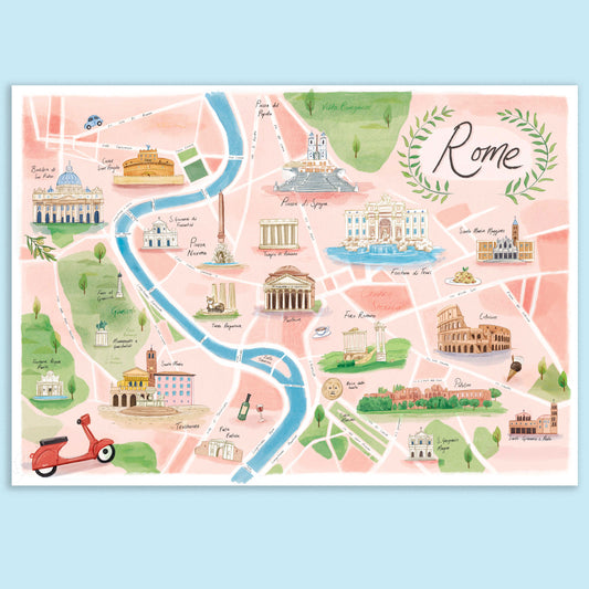 Illustrated Map of Rome